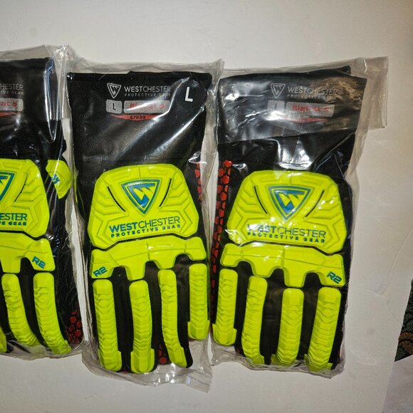 3 Pairs NEW West Chester Rig Cat 5® High-Viz Safety Gloves Size L - Picture 1 of 13